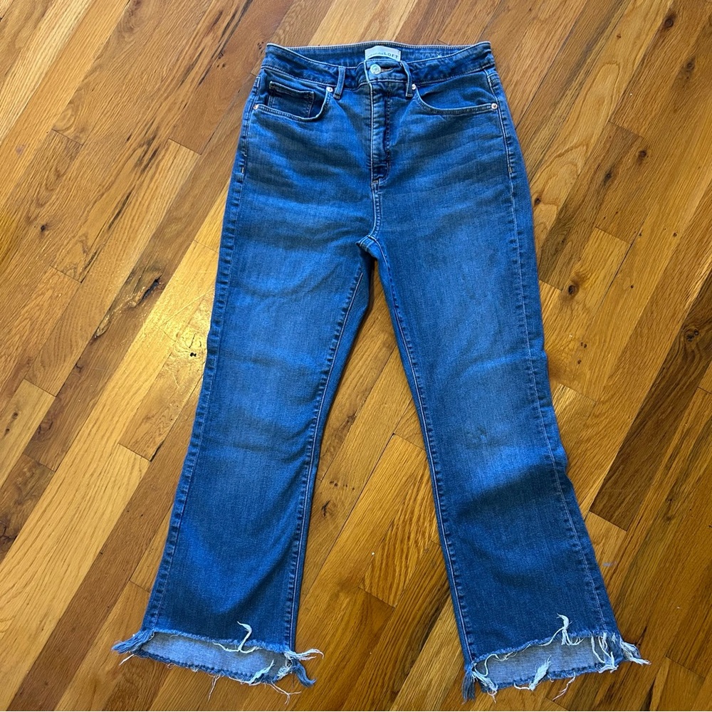 LOFT Curvy Kick Crop Jeans, 28/6, Raw Hem